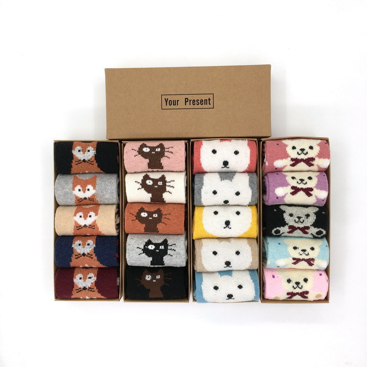 秋冬新款加厚兔羊毛中筒盒装女袜