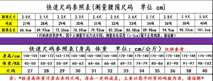 尺寸表+身高体重表123