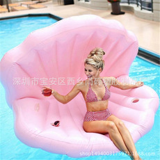 专业生产粉色PVC充气贝壳沙发浮排 水上沙发躺椅