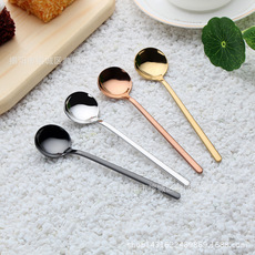 批发304不锈钢勺子创意韩式餐具小圆勺 咖啡搅拌勺汤匙特色甜品勺