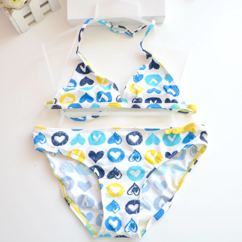 ZK71300101 白底黄蓝爱心比基尼