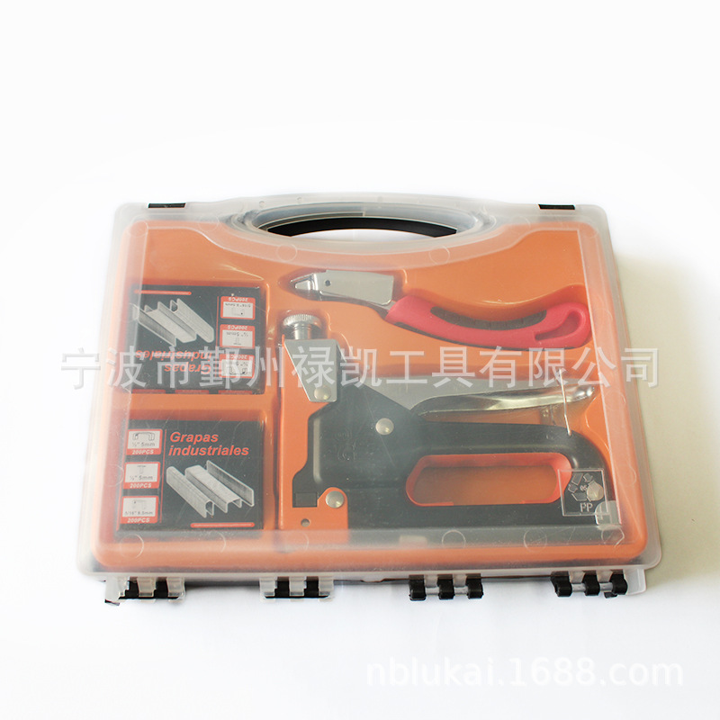 7 宁波厂家三合一塑合套装木工工具起钉器手动钉枪气钉手动码钉