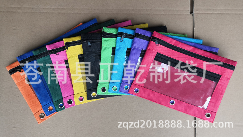 透明双拉链三孔笔袋 大孔 十色全000