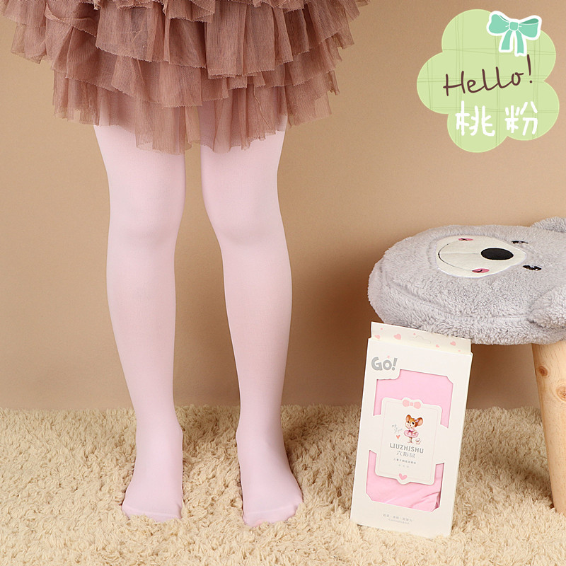 六指鼠儿童连裤袜自家模特图桃粉