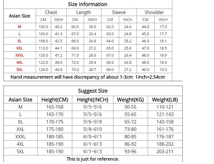 英文尺码表推荐表