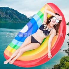 厂家供应成人水上充气彩虹浮排浮床 水上游泳充气西瓜披萨浮排