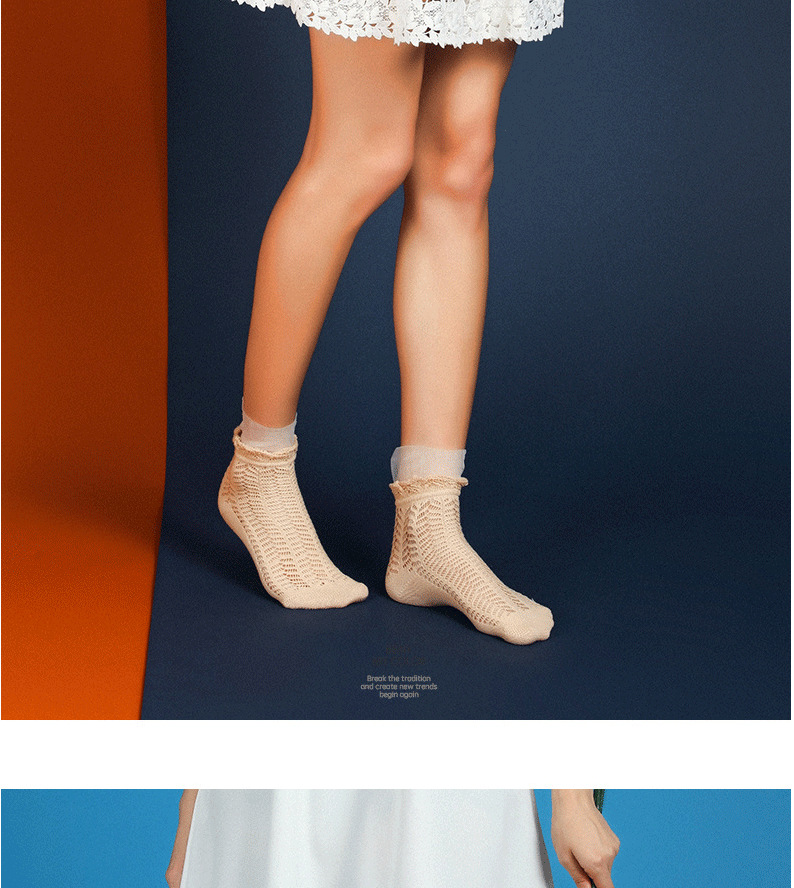 Benymycolor-女袜夏秋棉镂空人字纹白纱边网眼_10