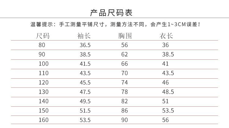 尺寸表