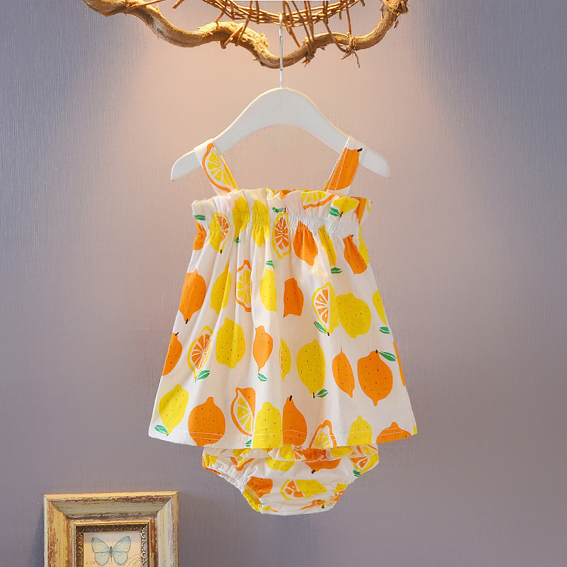 柠檬吊带裙套