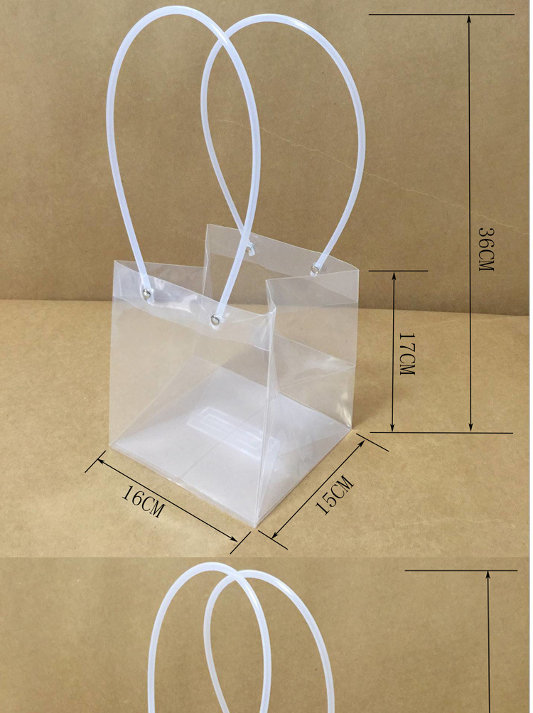 透明正方手提袋 鲜花袋插花配材袋糠果婚庆婚礼品手提