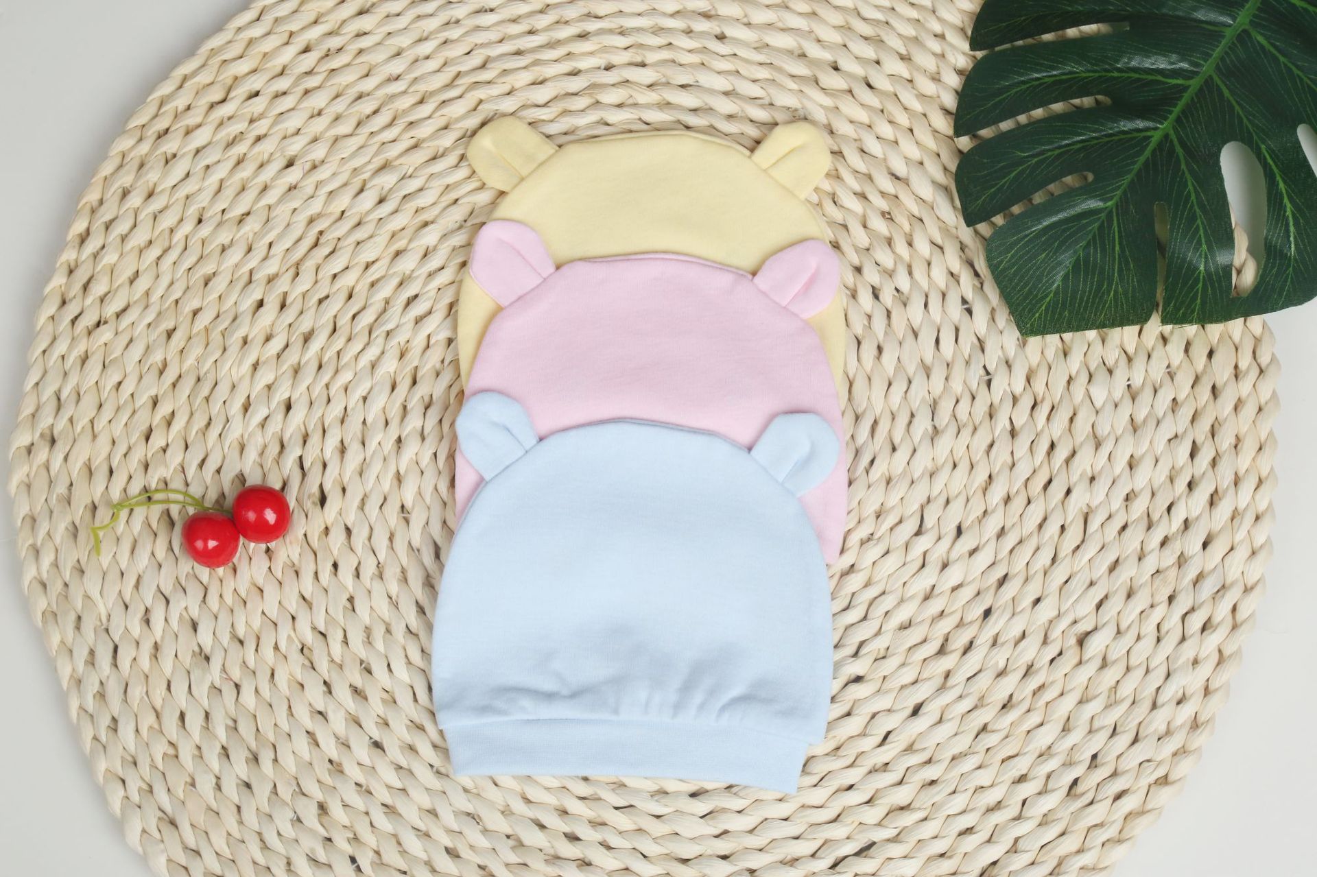 婴儿帽子纯棉双层新生儿帽子舒绒棉春秋冬款宝宝胎帽彩棉厂家批发