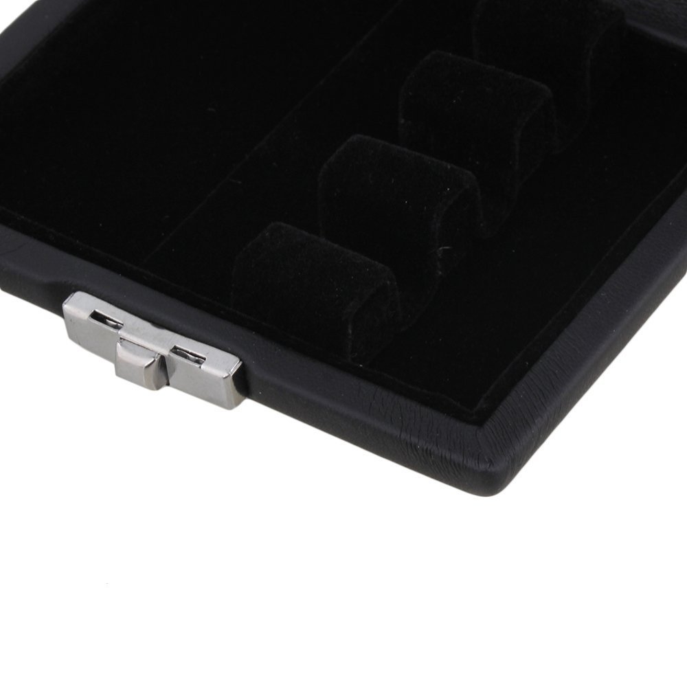 3只装PU革巴松哨片盒 黑色 实木 外包PU革