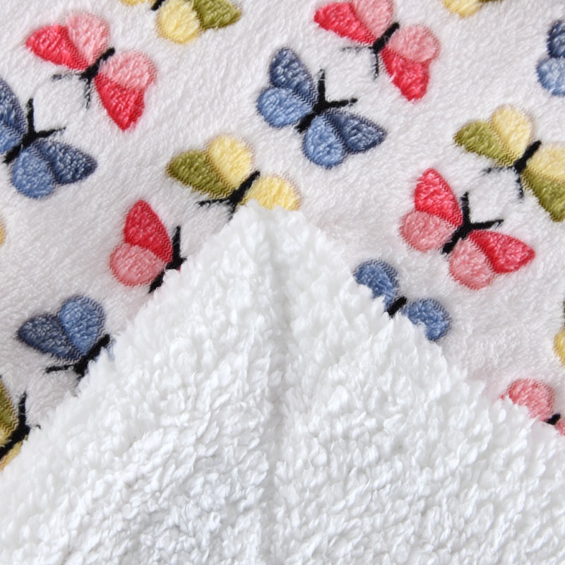 蝴蝶双层羊羔绒毛毯