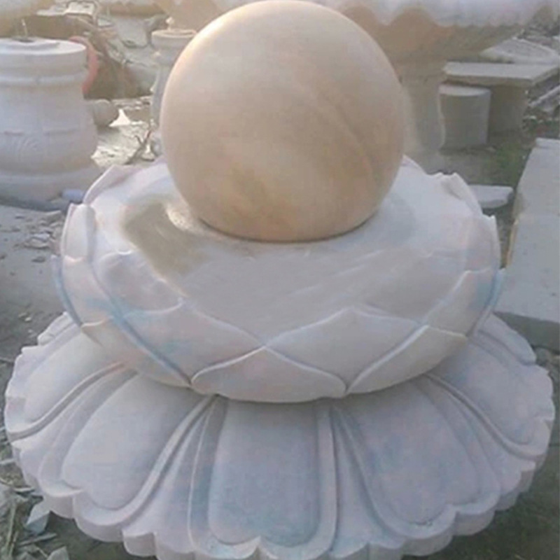 晚霞红莲花底座风水球喷泉