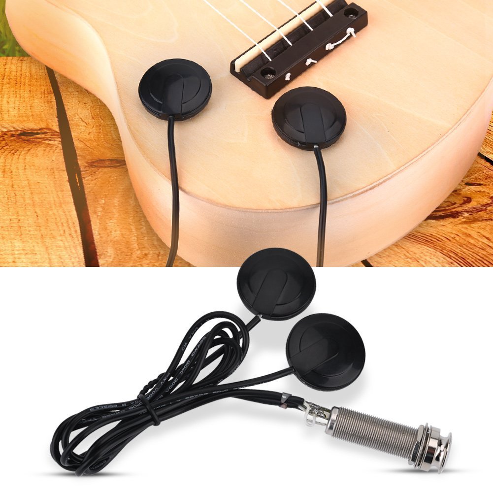 吉他曼陀铃琴及小提琴通用双压电拾音器带插孔