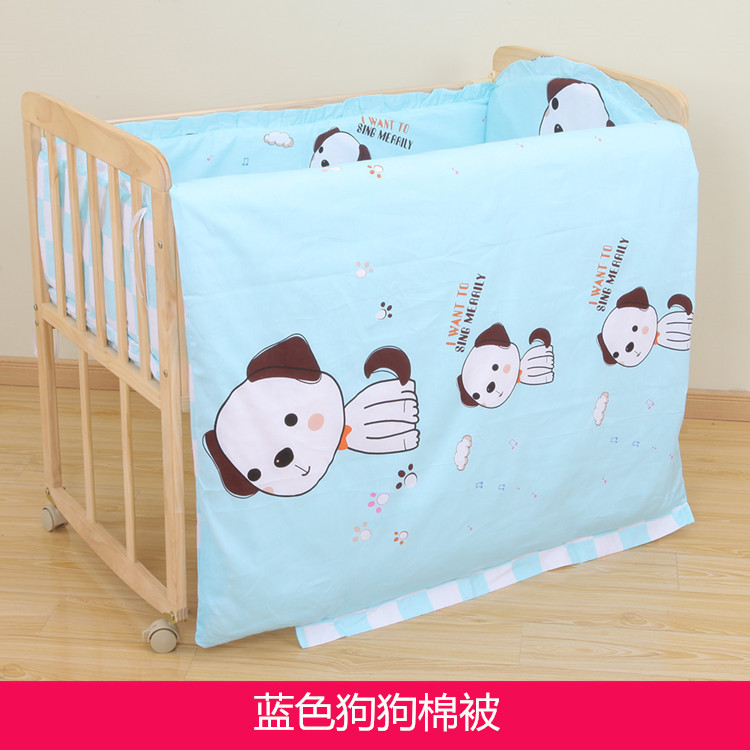 蓝色狗狗棉被_明