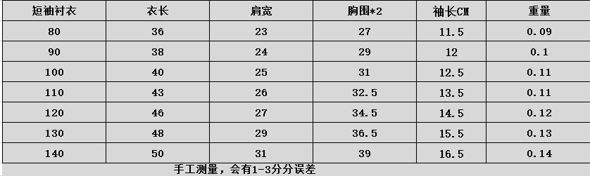 短袖衬衫80-130