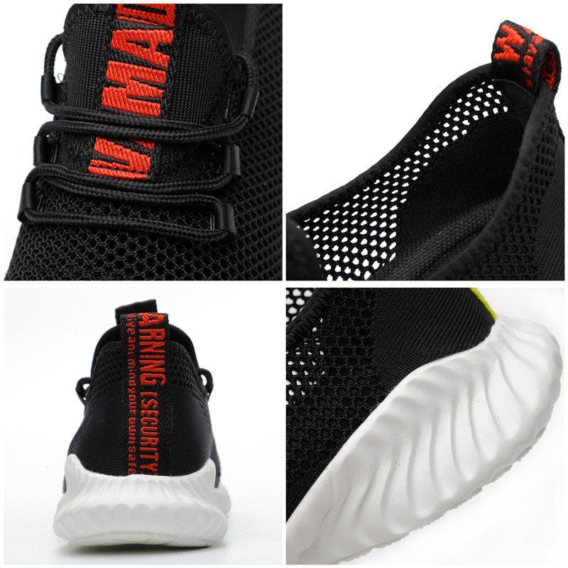 新款飞织网布劳保鞋透气防砸防刺穿