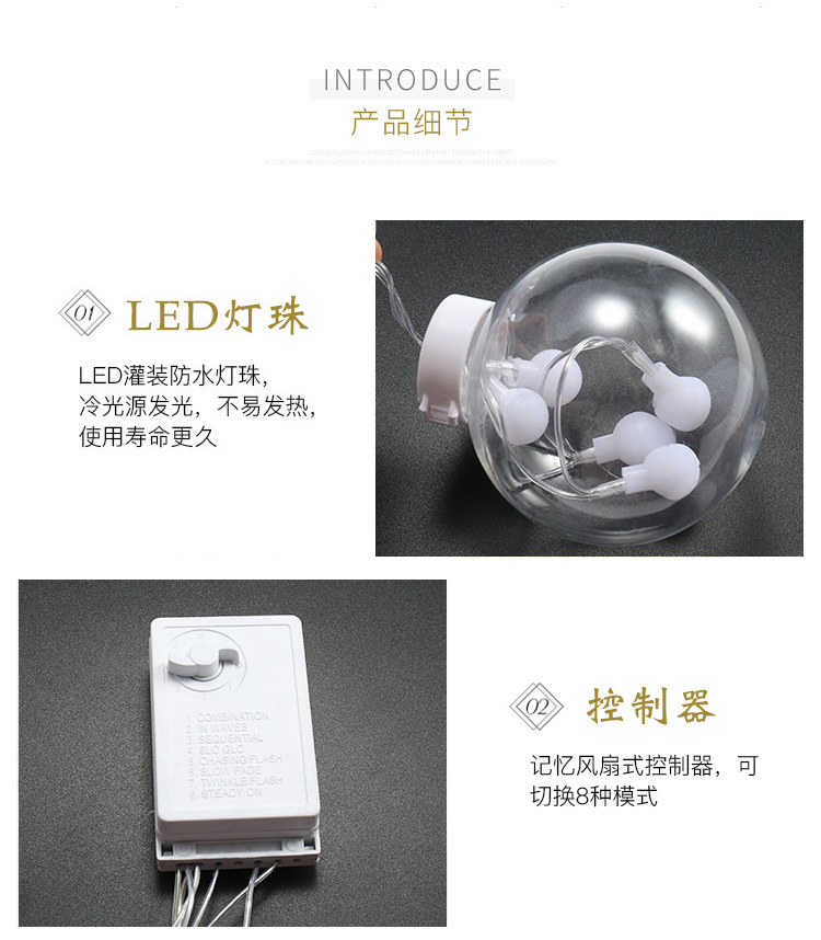 LED许愿球彩灯装饰灯室内串灯婚庆道具圣诞节表白结婚节日批发