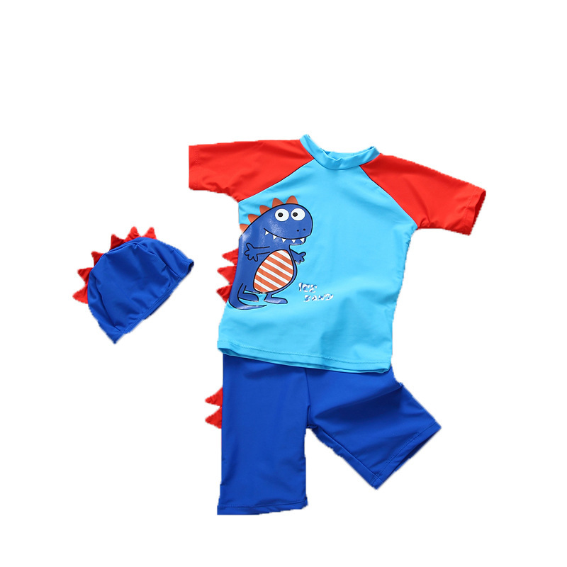 帮手主图-韩国新款韩版男童泳衣恐龙儿童沙滩泳衣裤防晒分体套装