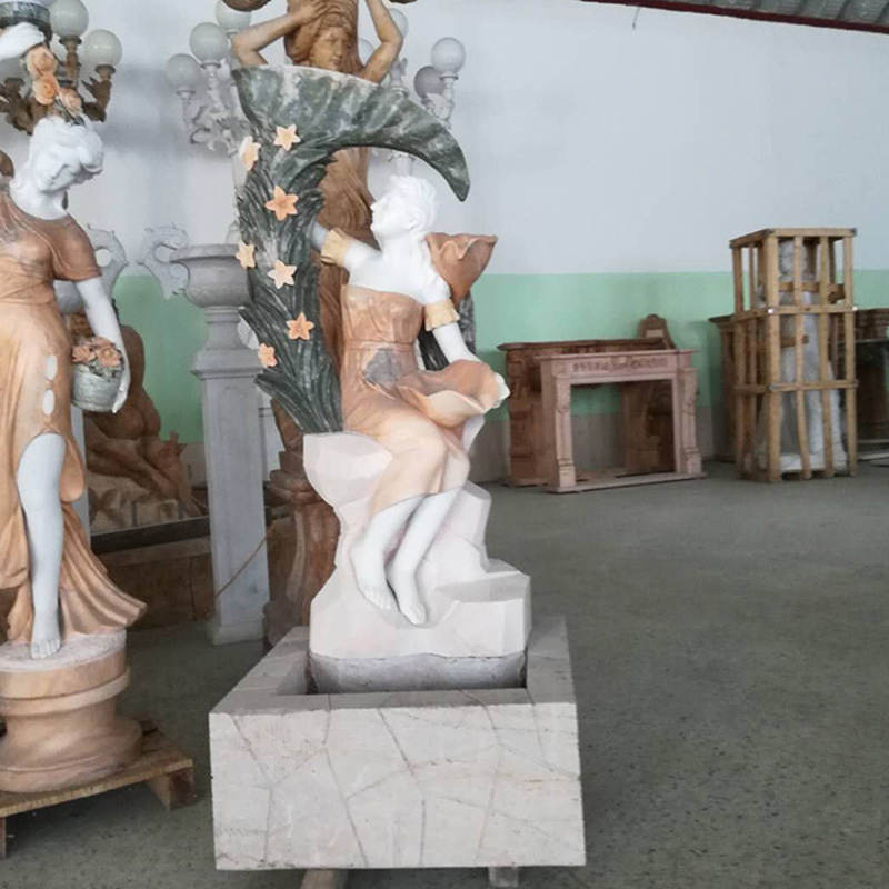 欧式拼色人物石雕喷泉雕塑