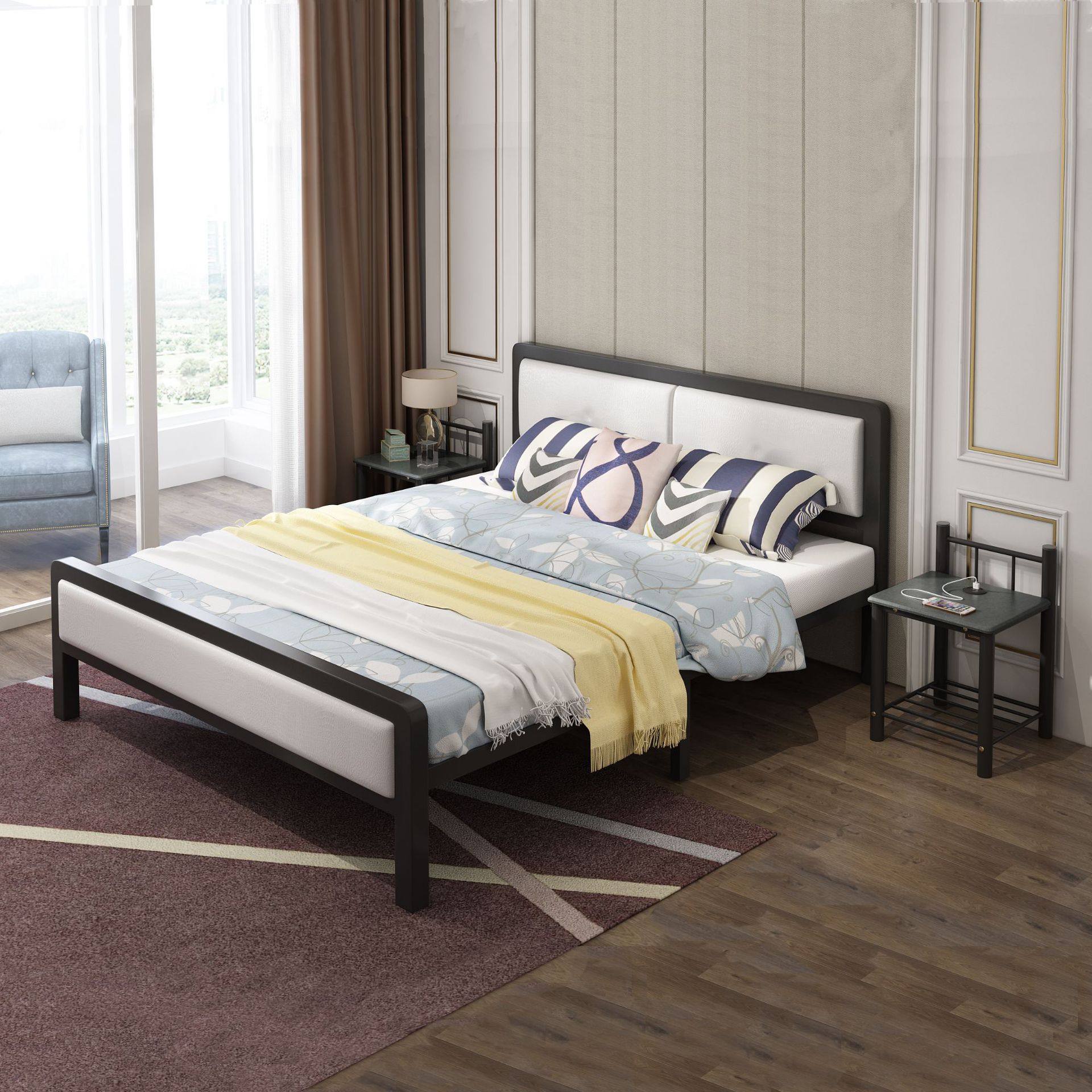 铁艺床架简约现代欧式铁床白色800