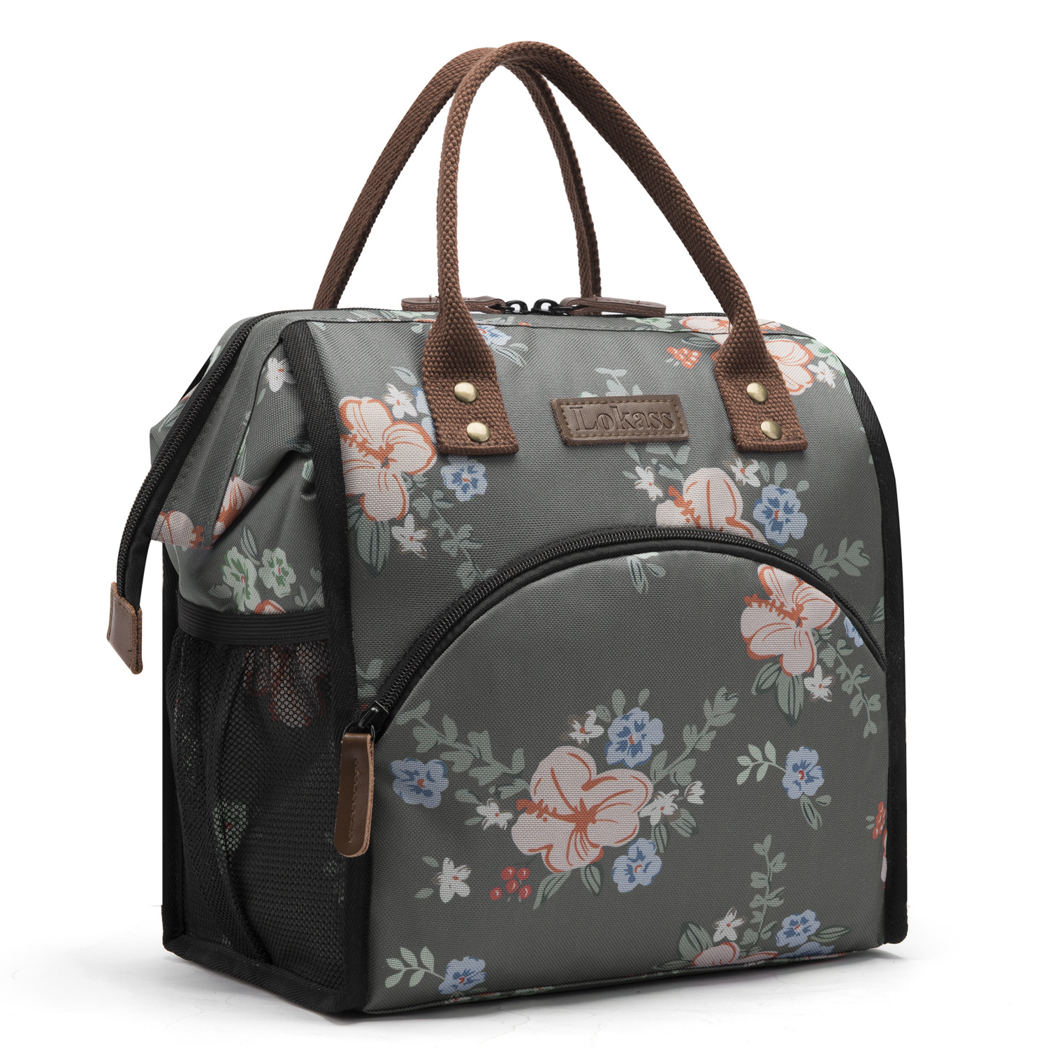 ST-LO8229-GYCH 午餐包-深灰底彩花