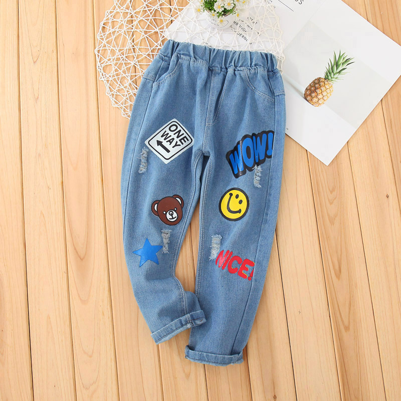 wowi笑脸牛仔长裤