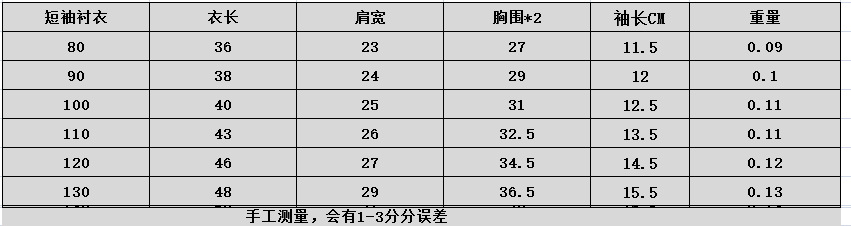 80-130短袖衬衣