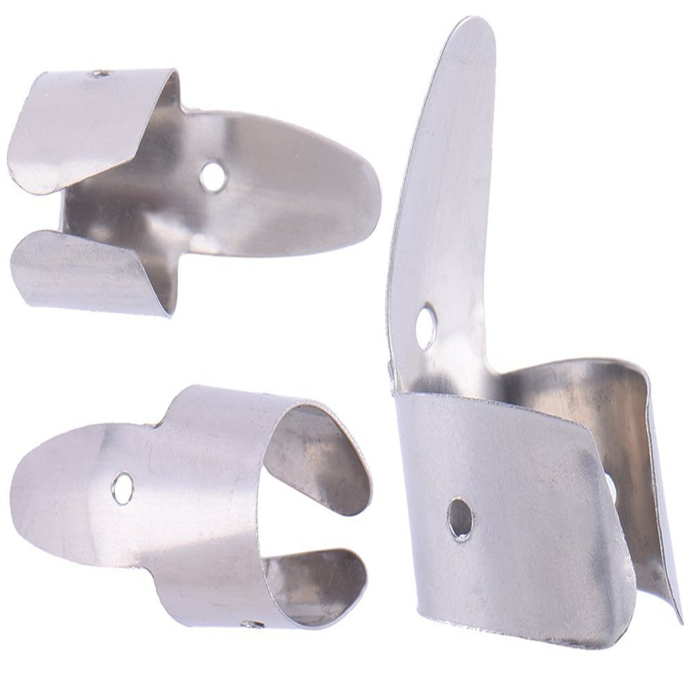 吉他拨片金属银色手指套拨片1个拇指套3个食指套乐配