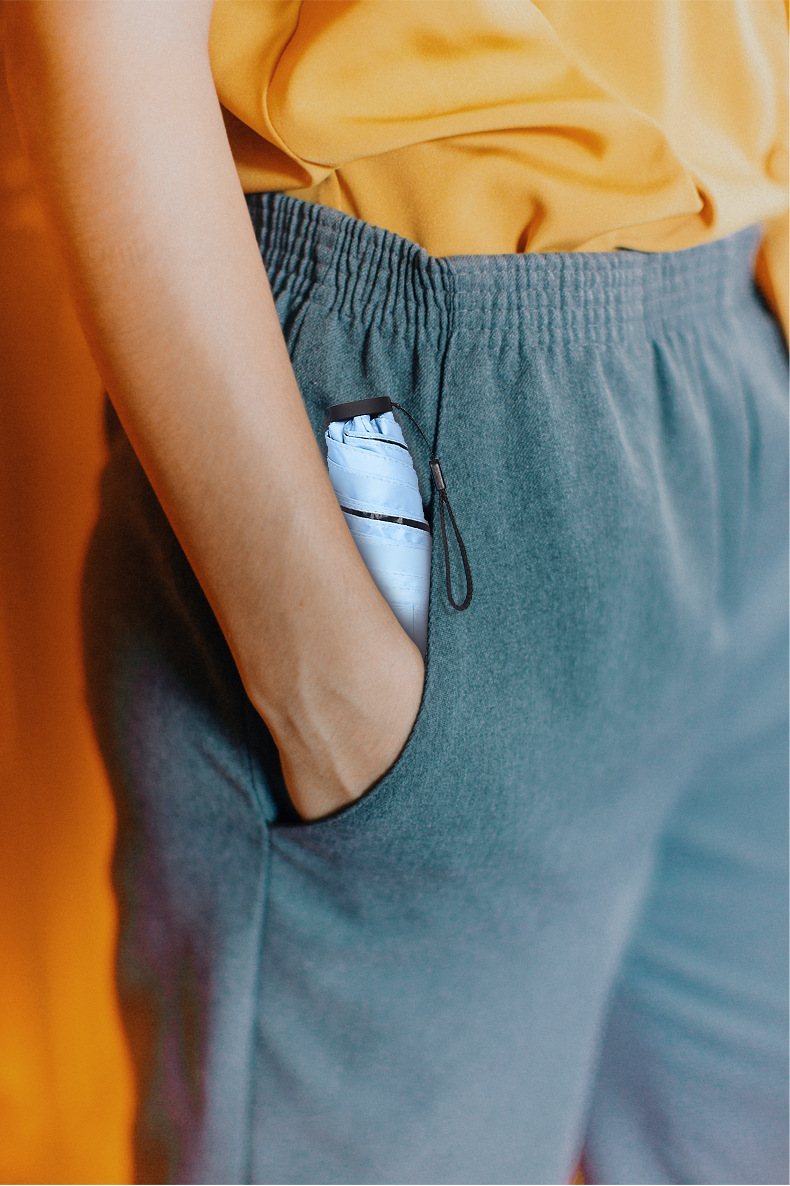 碳纤维超轻五骨三折遮阳伞 羽毛防紫外线黑胶布铅笔伞