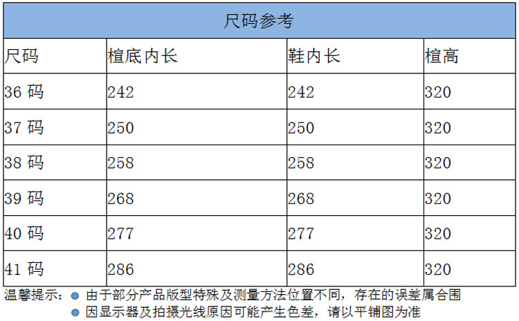 女装尺码表