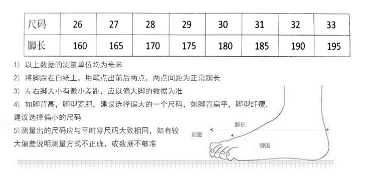 中童尺码表26-33
