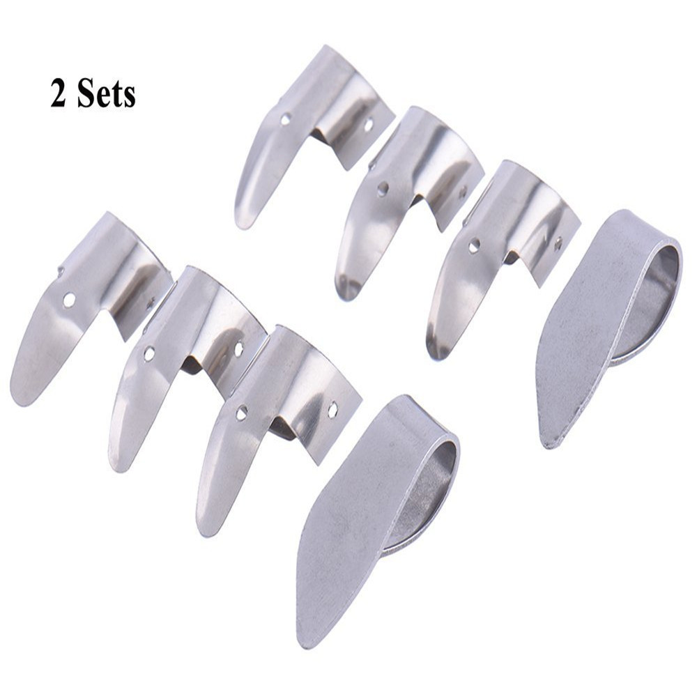 吉他拨片金属银色手指套拨片1个拇指套3个食指套乐配