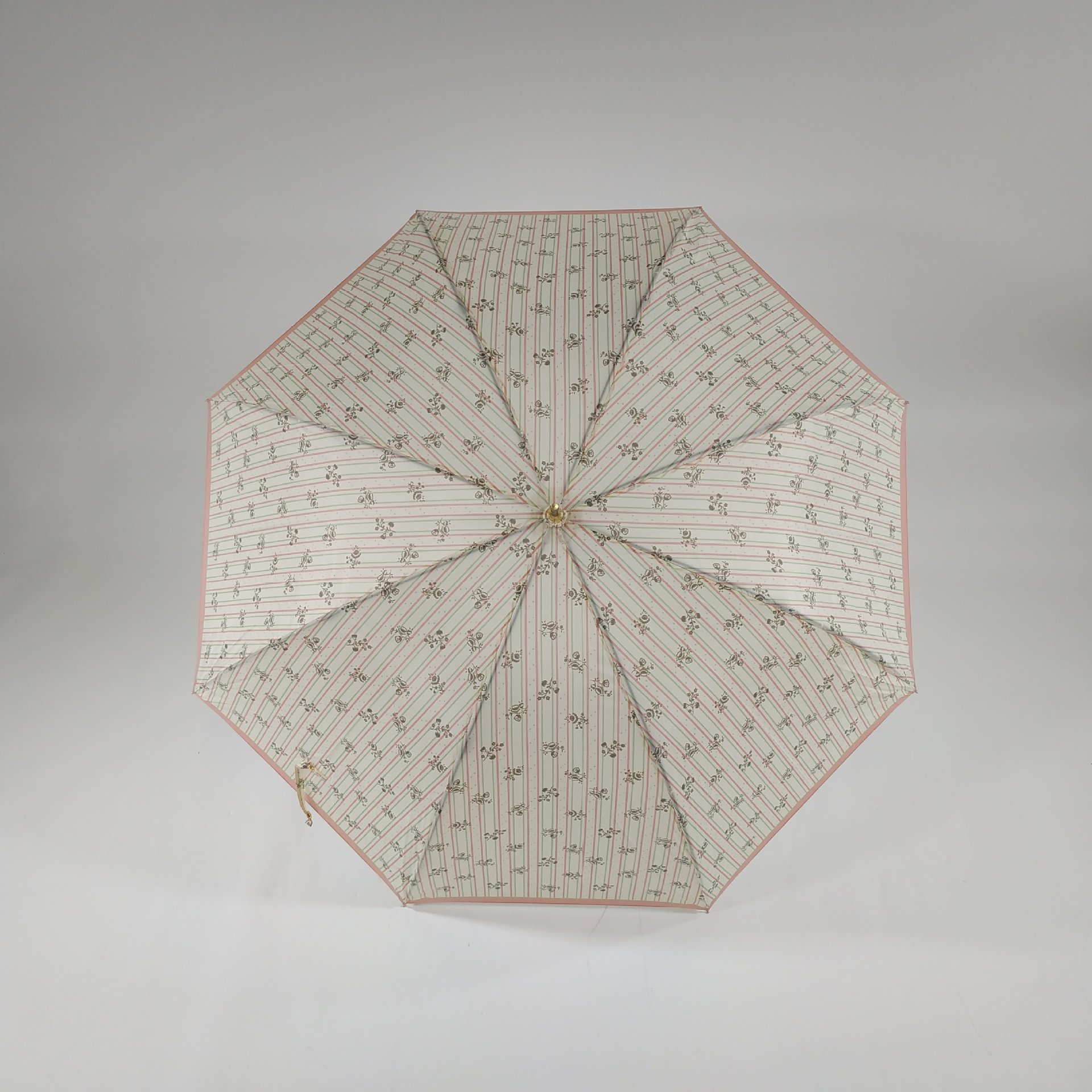 粉红绿竖条纹花朵印花 (2)