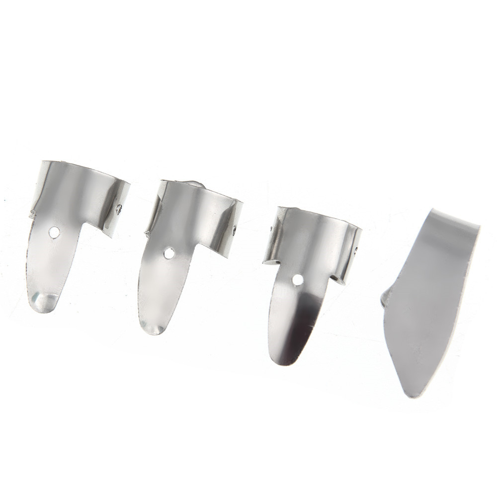 吉他拨片金属银色手指套拨片1个拇指套3个食指套乐配