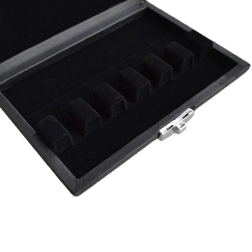 6只装PU革巴松哨片盒 黑色 实木 外包PU革 乐