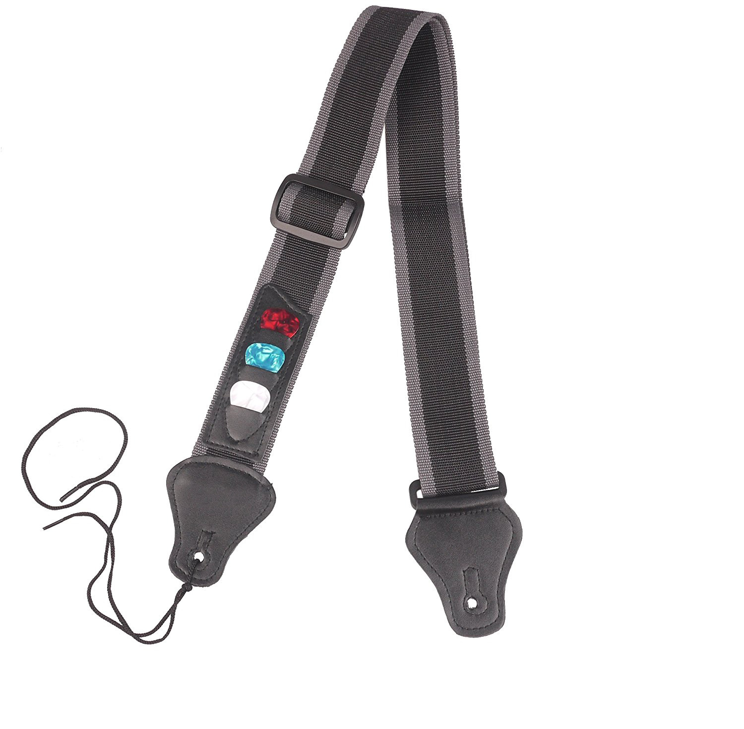 民谣吉他背带尼龙可收纳拨片个性电吉他他背带条纹