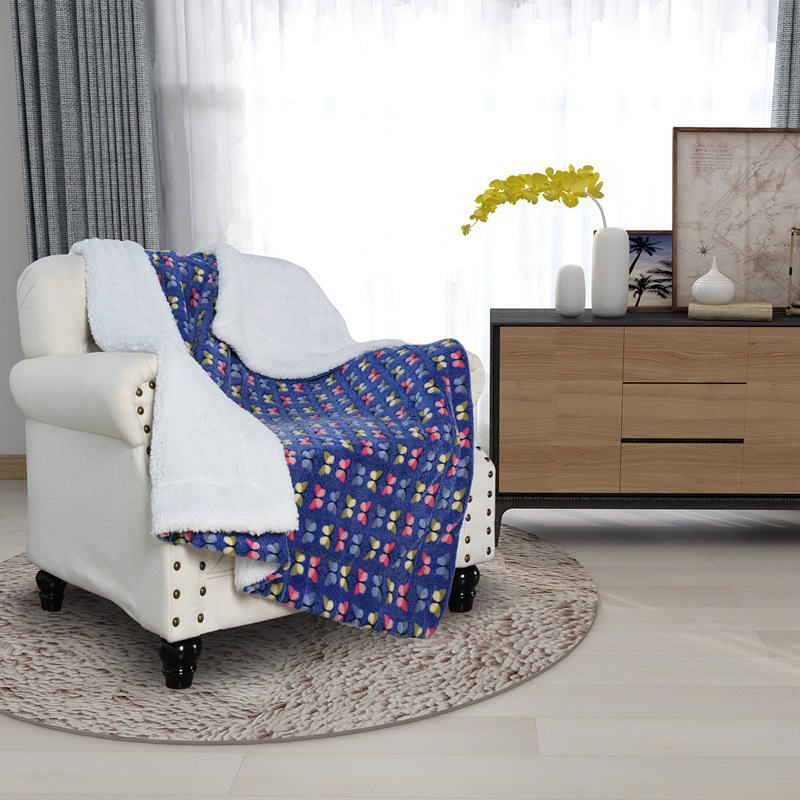 蝴蝶双层羊羔绒毛毯