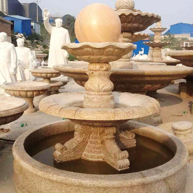 石雕风水球喷泉定制 工厂直销小型水转球流水景观喷泉02.jp