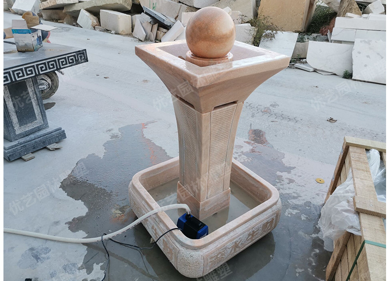 小型景观喷泉，石雕水转球喷泉，小型风水球喷泉,实景组图2.j