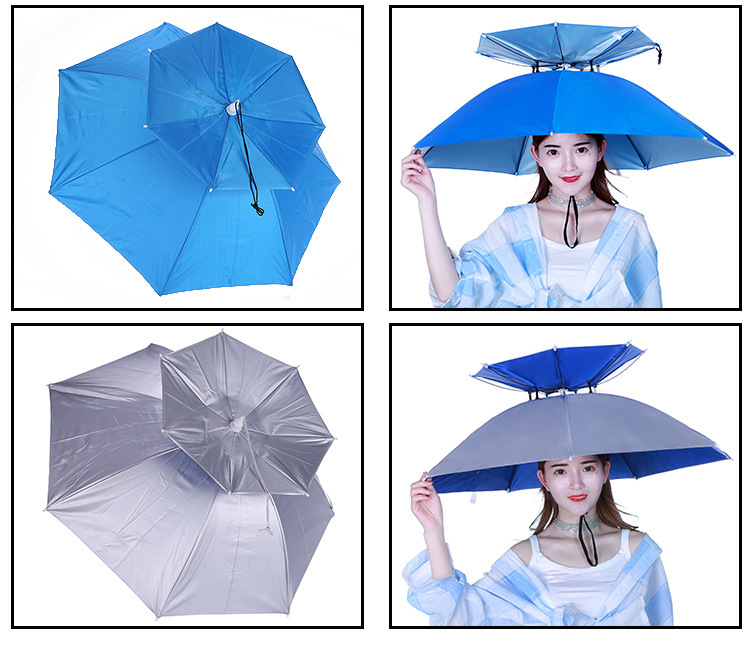 77cm双层防风头戴伞帽户外防晒紫外线钓鱼雨伞遮阳