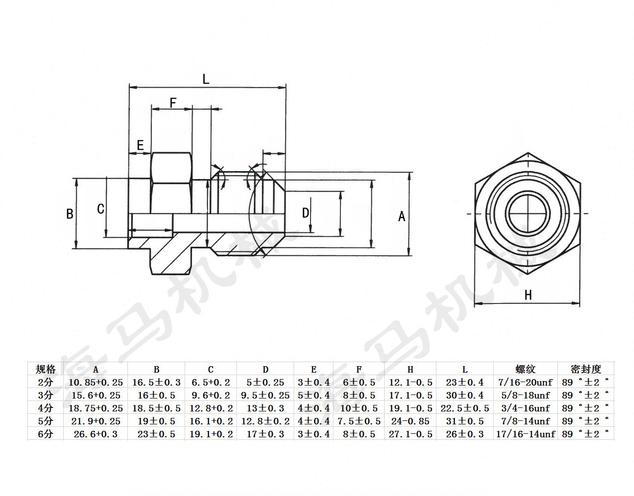 标准单接头图纸规格描述