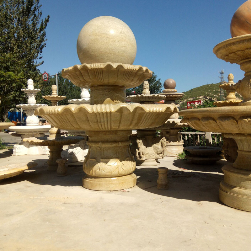 黄锈石风水球喷泉