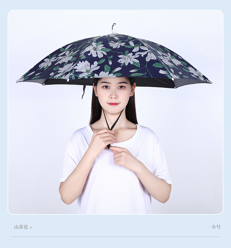 伞帽头戴伞黑胶钓鱼伞头顶式3折叠雨伞防晒防雨遮阳大