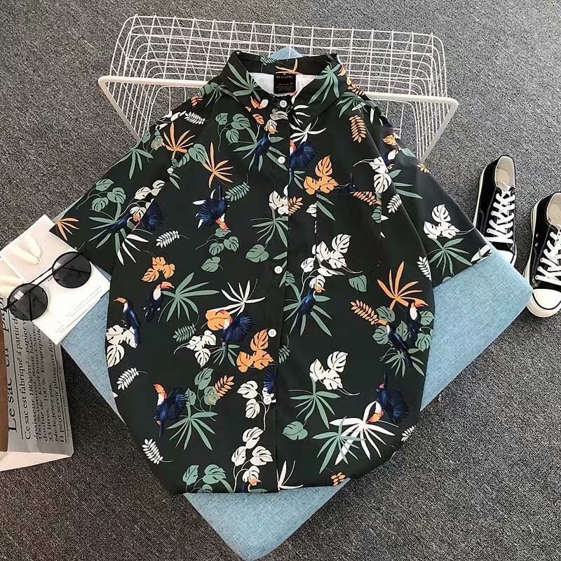 109花鸟#白 黄 墨绿P15 M-3XL (8)