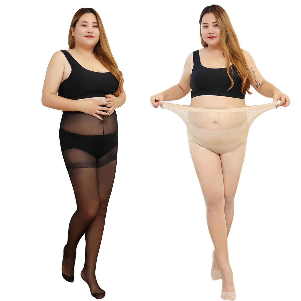 智贝主图_4夏季15D超薄加肥加大码200斤丝袜连裤袜西瓜