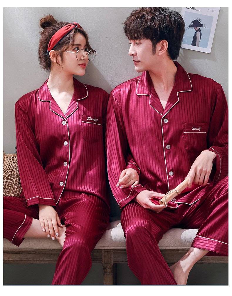 仿真丝情侣家居服