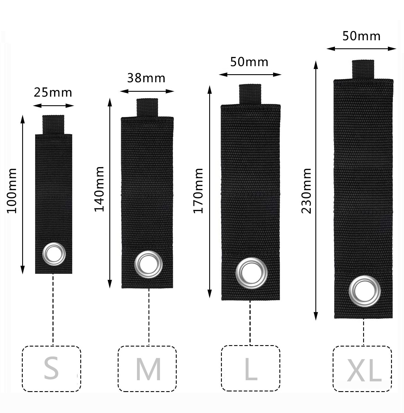重型绑带尺寸图
