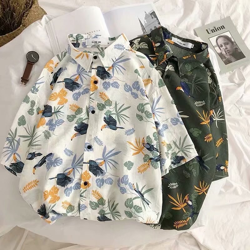 109花鸟#白 黄 墨绿P15 M-3XL (11)